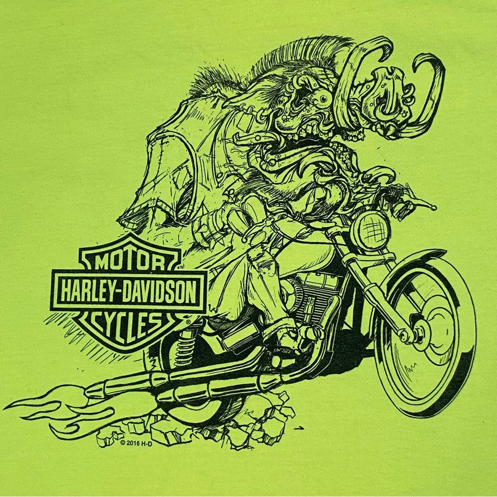 Harley Davidson Grand Rapids Michigan Mens T shirt XL Neon Yellow Biker Tees - Picture 2 of 7